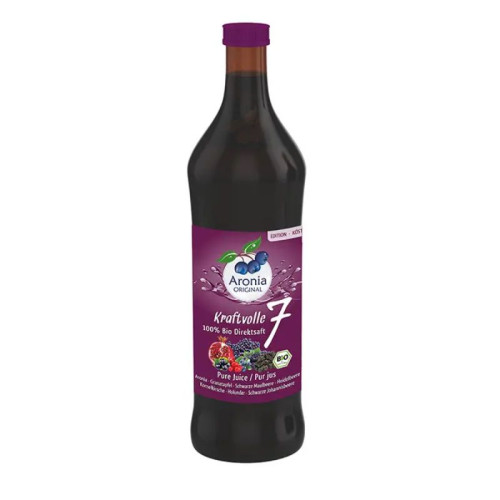 ARONIA ORIGINAL - БИО СОК 7 (ОТ АРОНИЯ, НАР, ЧЕРНИЦА, БОРОВИНКА, ДРЯН, БЪЗ И КАСИС) - 700 мл