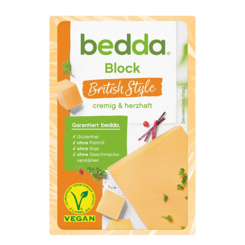Bedda - ВЕГАН ЗАМЕСТИТЕЛ НА СИРЕНЕ БЛОК - ЧЕДАР - 200 г