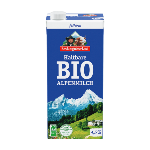 BERCHTESGADENER - 	БИО МЛЯКО АЛПИЙСКО С ДЪЛЪГ ЖИВОТ UHT - 1.5% - 1 л