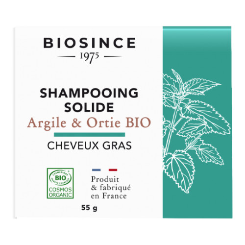 BIOSINCE 1975 - БИО ШАМПОАН ТВЪРД ЗА МАЗНА КОСА С ГЛИНА И КОПРИВА ZERO WASTE - 55 г