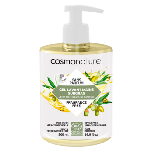 COSMO NATUREL - БИО ГЕЛ ЗА ПОЧИСТВАНЕ НА РЪЦЕ ОБОГАТЕН БЕЗ АРОМАТ - 500 мл