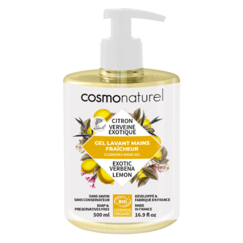 COSMO NATUREL - БИО ГЕЛ ЗА ПОЧИСТВАНЕ НА РЪЦЕ ОСВЕЖАВАЩ С ЛИМОН - 500 мл