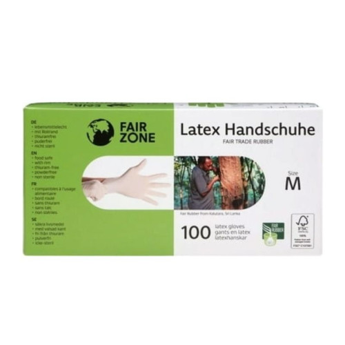 FAIR SQUARED - РЪКАВИЦИ ЗА ЕДНОКРАТНА УПОТРЕБА ОТ 100% FAIR TRADE ЛАТЕКС РАЗМЕР M - 100 бр