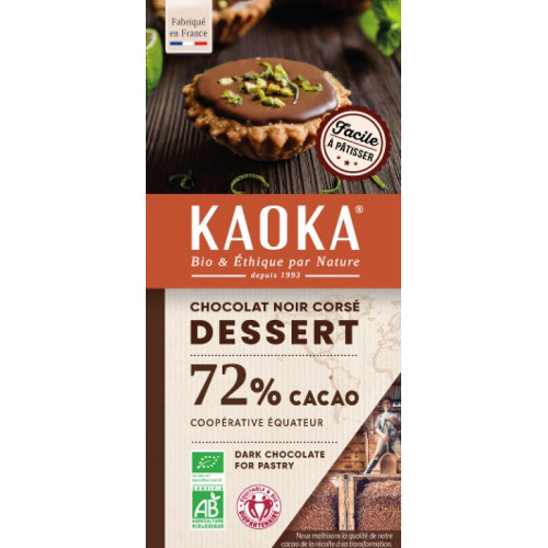 KAOKA - БИО ШОКОЛАД ТЪМЕН (72%) ДЕСЕРТЕН ОТ ЕКВАДОР - 200 г