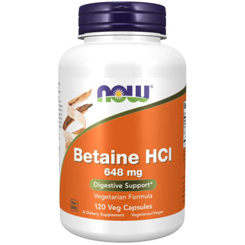 NOW - БЕТАИН HCl 648 мг - 120 Капсули