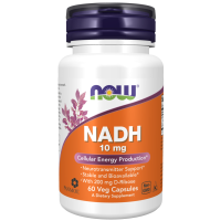 NOW - ХРАНИТЕЛНА ДОБАВКА NADH 10 мг + 200 мг РИБОЗА - 60 капсули