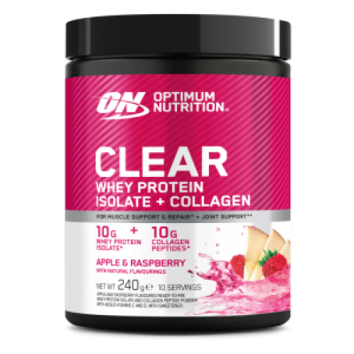 Optimum Nutrition - ЧИСТ СУРОВАТЪЧЕН ПРОТЕИН ИЗОЛАТ ОБОГАТЕН С КОЛАГЕН CLEAR WHEY PROTEIN ISOLATE + COLLAGEN - 240 грама