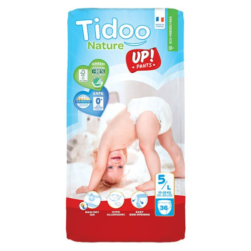 TIDOO - ЕКО БЕБЕШКИ ПЕЛЕНИ ГАЩИ РАЗМЕР 5 (12-18 кг) ДЖЪМБО - 36 бр