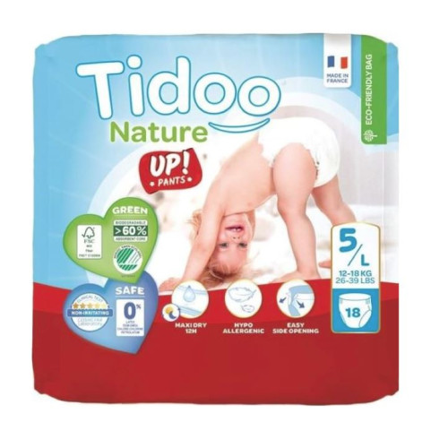 TIDOO - ЕКО БЕБЕШКИ ПЕЛЕНИ ГАЩИ РАЗМЕР 5 (12-18 кг) - 18 бр