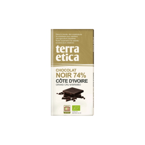 TERRA ETICA - БИО ШОКОЛАД ЧЕРЕН 74% БРЯГ НА СЛОНОВАТА КОСТ - 100 г