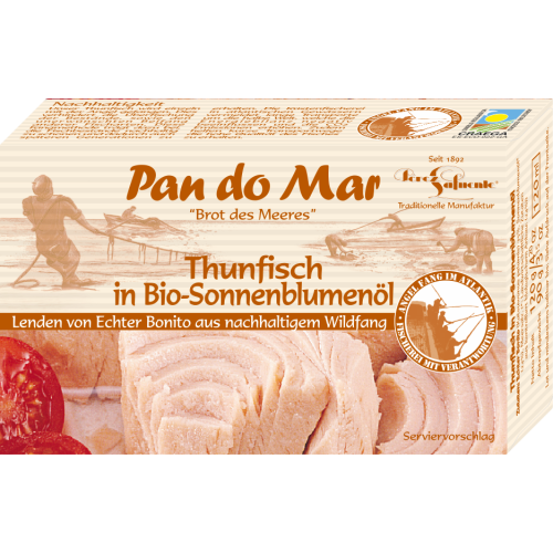 PAN DO MAR - РИБА ТОН ИВИЧЕСТА В БИО СЛЪНЧОГЛЕДОВО МАСЛО БЕЗ ГЛУТЕН - 120 г